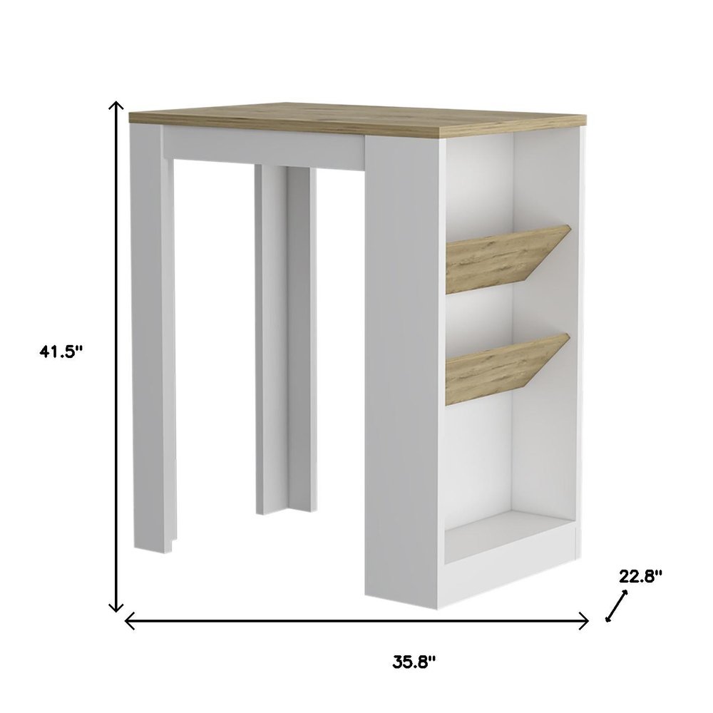 Natural and White Wood Kitchen Island with Storage - 36-inch