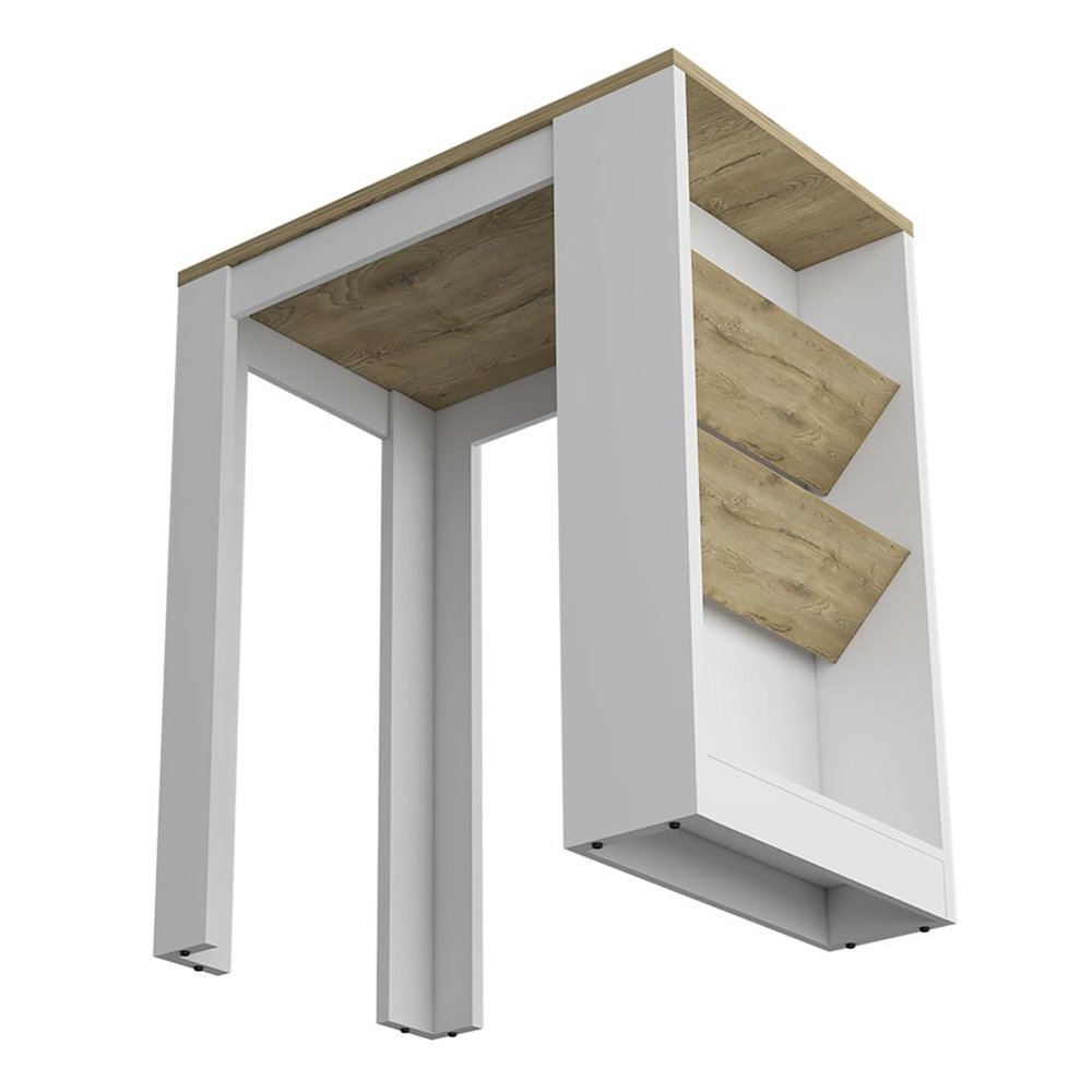 Natural and White Wood Kitchen Island with Storage - 36-inch