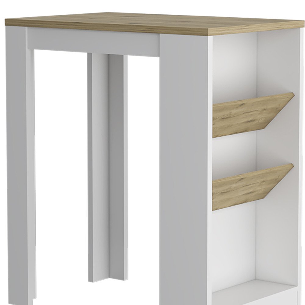 Natural and White Wood Kitchen Island with Storage - 36-inch