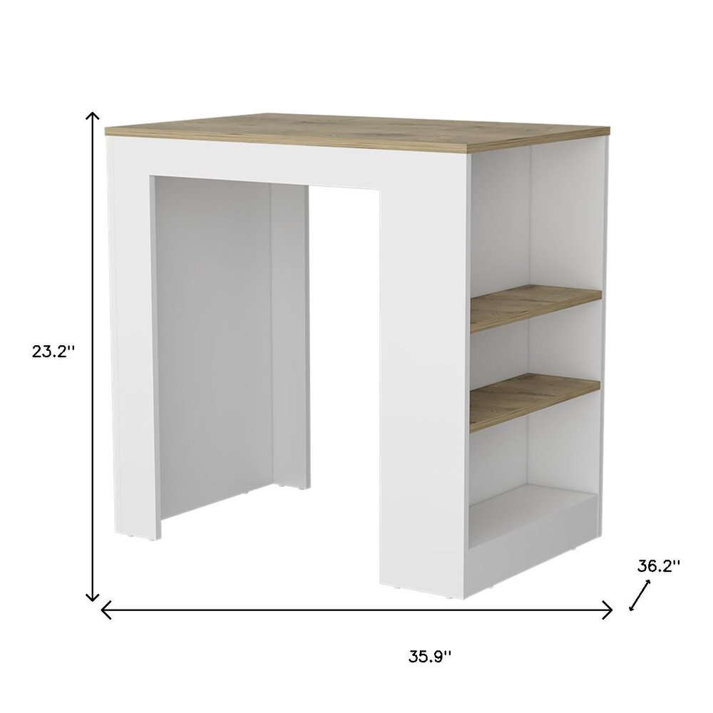 Oak and White Wood Kitchen Island with Storage - 36-inch