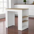 Oak and White Wood Kitchen Island with Storage - 36-inch