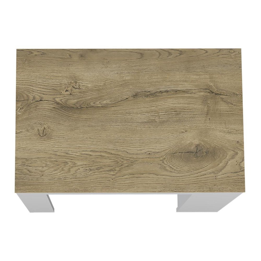 Oak and White Wood Kitchen Island with Storage - 36-inch