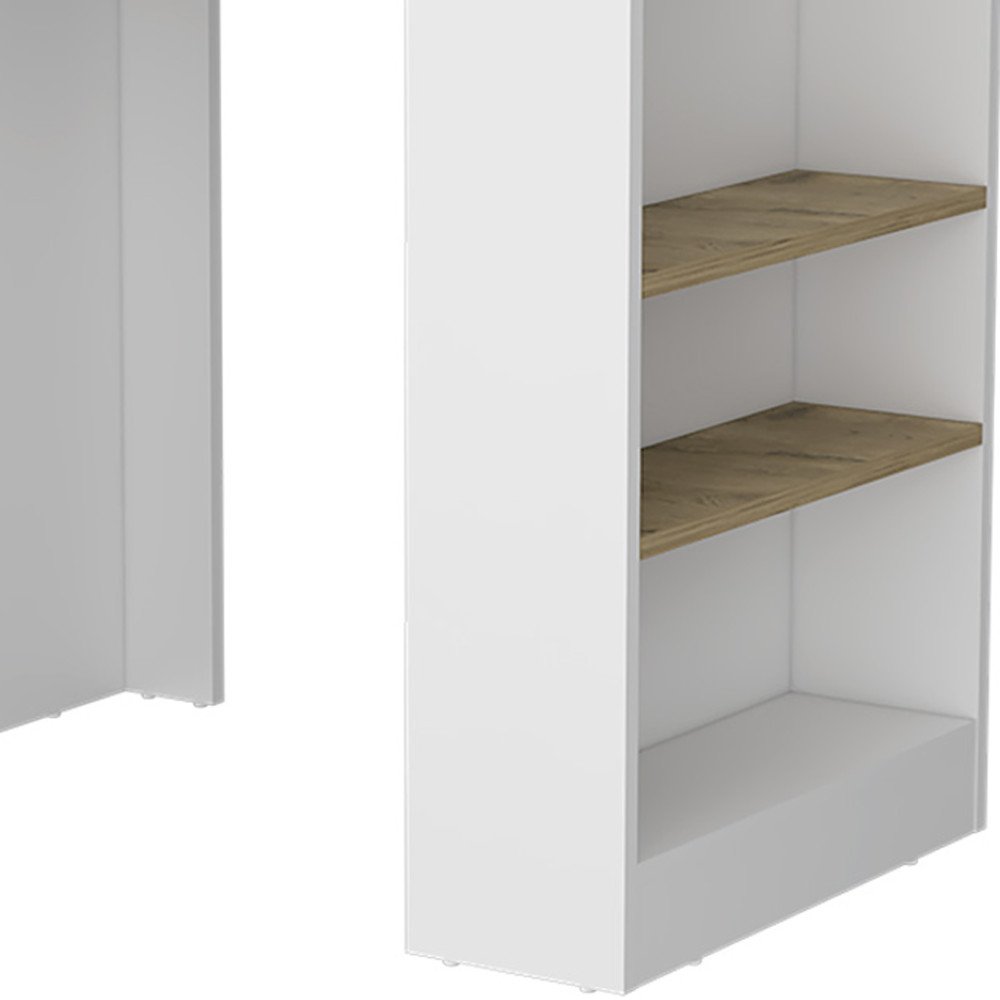Oak and White Wood Kitchen Island with Storage - 36-inch