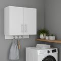 White Wood Wall Mounted Utlity Cabinet with Two Doors - 26-inch
