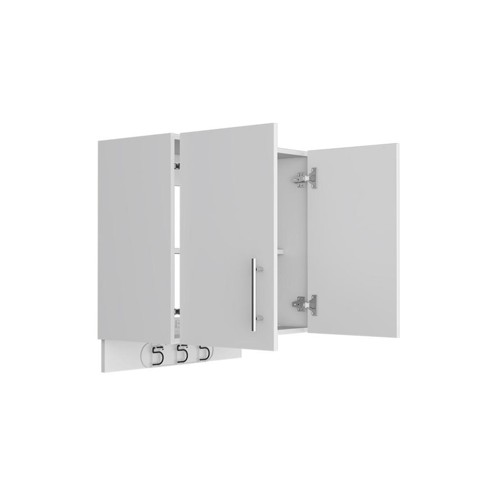 White Wood Wall Mounted Utlity Cabinet with Two Doors - 26-inch