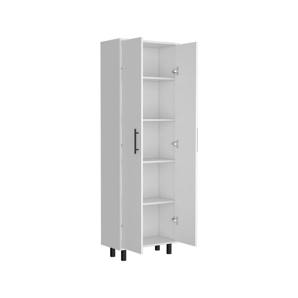 White Wood Two Door Pantry or Storage Closet - 71-inch