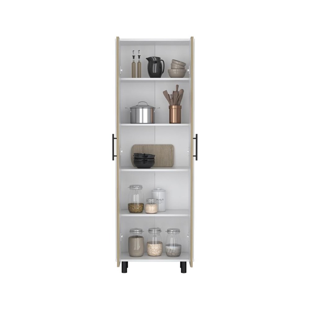 Beige Wood Two Door Pantry or Storage Closet - 71-inch
