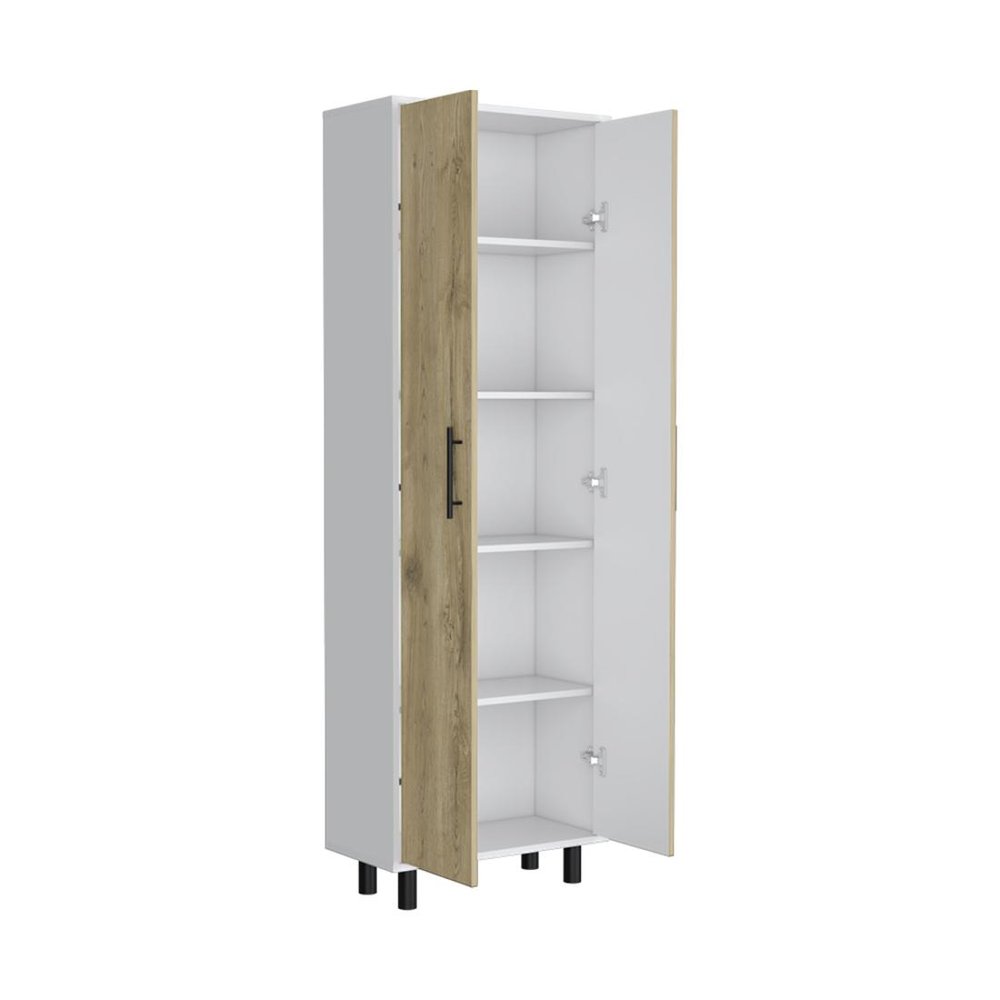 Beige Wood Two Door Pantry or Storage Closet - 71-inch