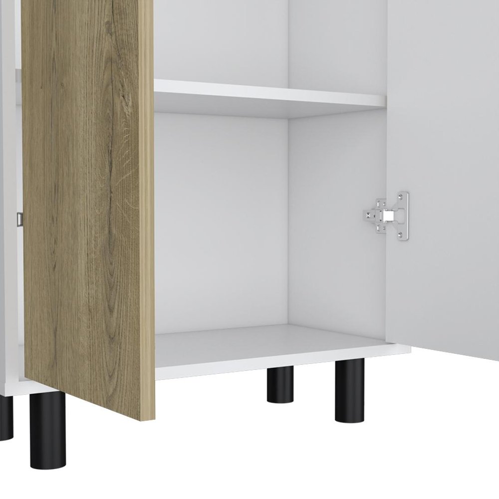 Beige Wood Two Door Pantry or Storage Closet - 71-inch