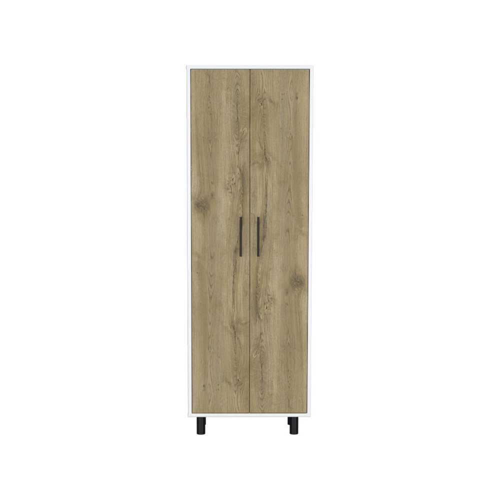 Beige Wood Two Door Pantry or Storage Closet - 71-inch