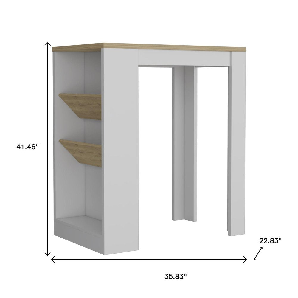Set of Two Oak and White Wood Kitchen Island and Pantry Cabinet