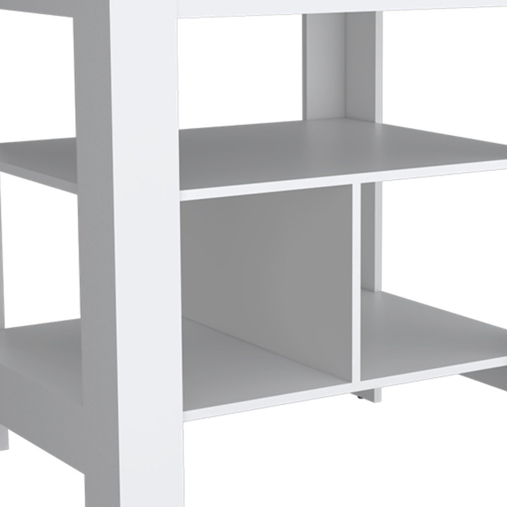 Natural and White Wood Kitchen Island Set with Storage - 41-inch