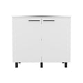 White Stainless Steel and Wood Utility Cabinet with Sink - 24 X 39-inch