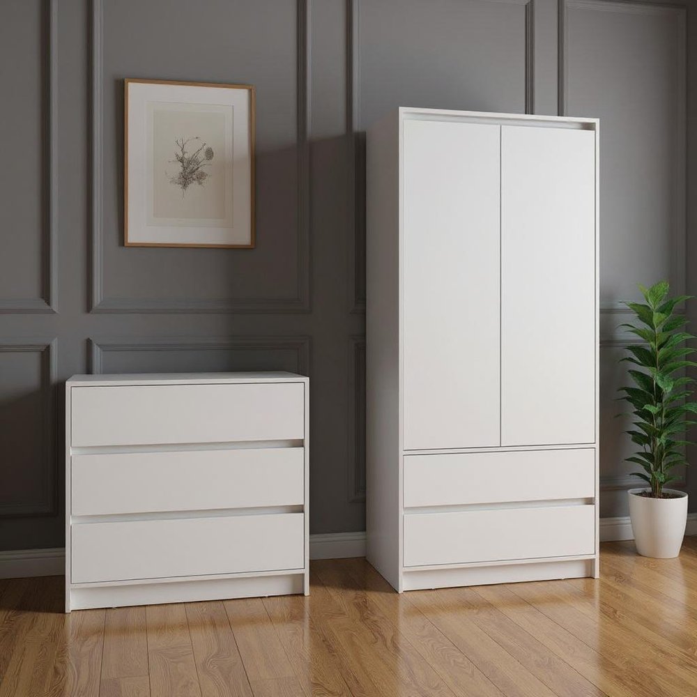 Two Piece White Bedroom Set