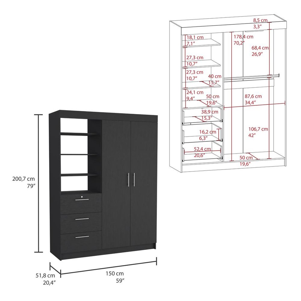 Two Piece Black Bedroom Set