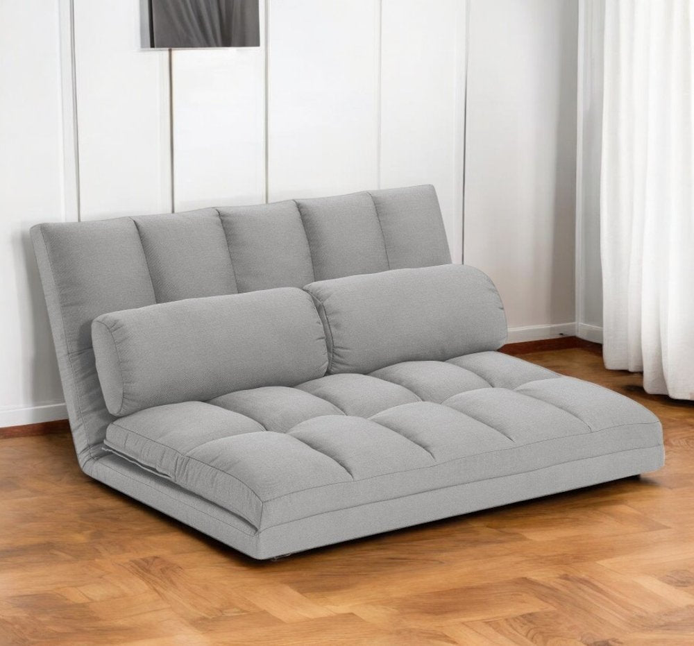 Gray Futon Convertible Sleeper Loveseat and Toss Pillows - 45-inch