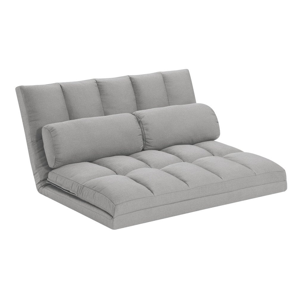 Gray Futon Convertible Sleeper Loveseat and Toss Pillows - 45-inch