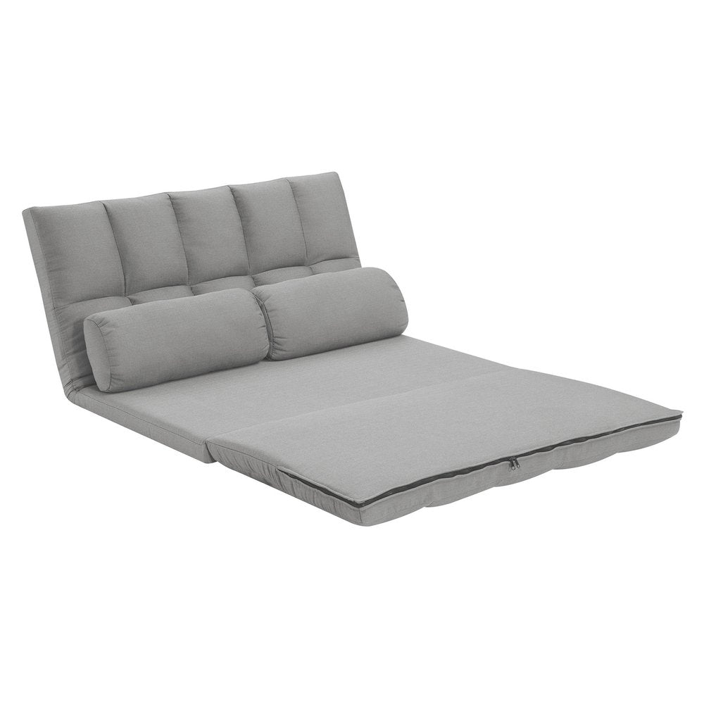 Gray Futon Convertible Sleeper Loveseat and Toss Pillows - 45-inch