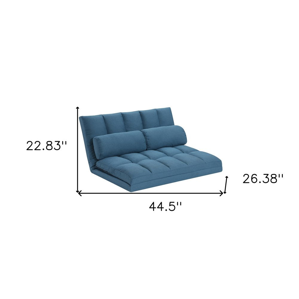 Blue Futon Convertible Sleeper Loveseat and Toss Pillows - 45-inch