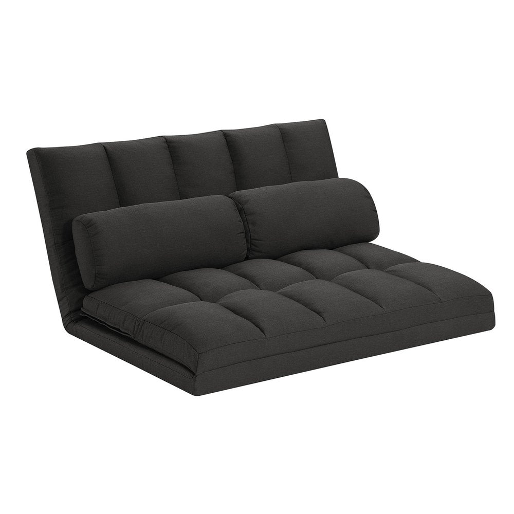 Gray Futon Convertible Sleeper Loveseat and Toss Pillows - 45-inch