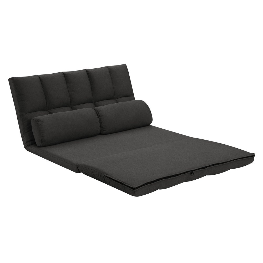 Gray Futon Convertible Sleeper Loveseat and Toss Pillows - 45-inch