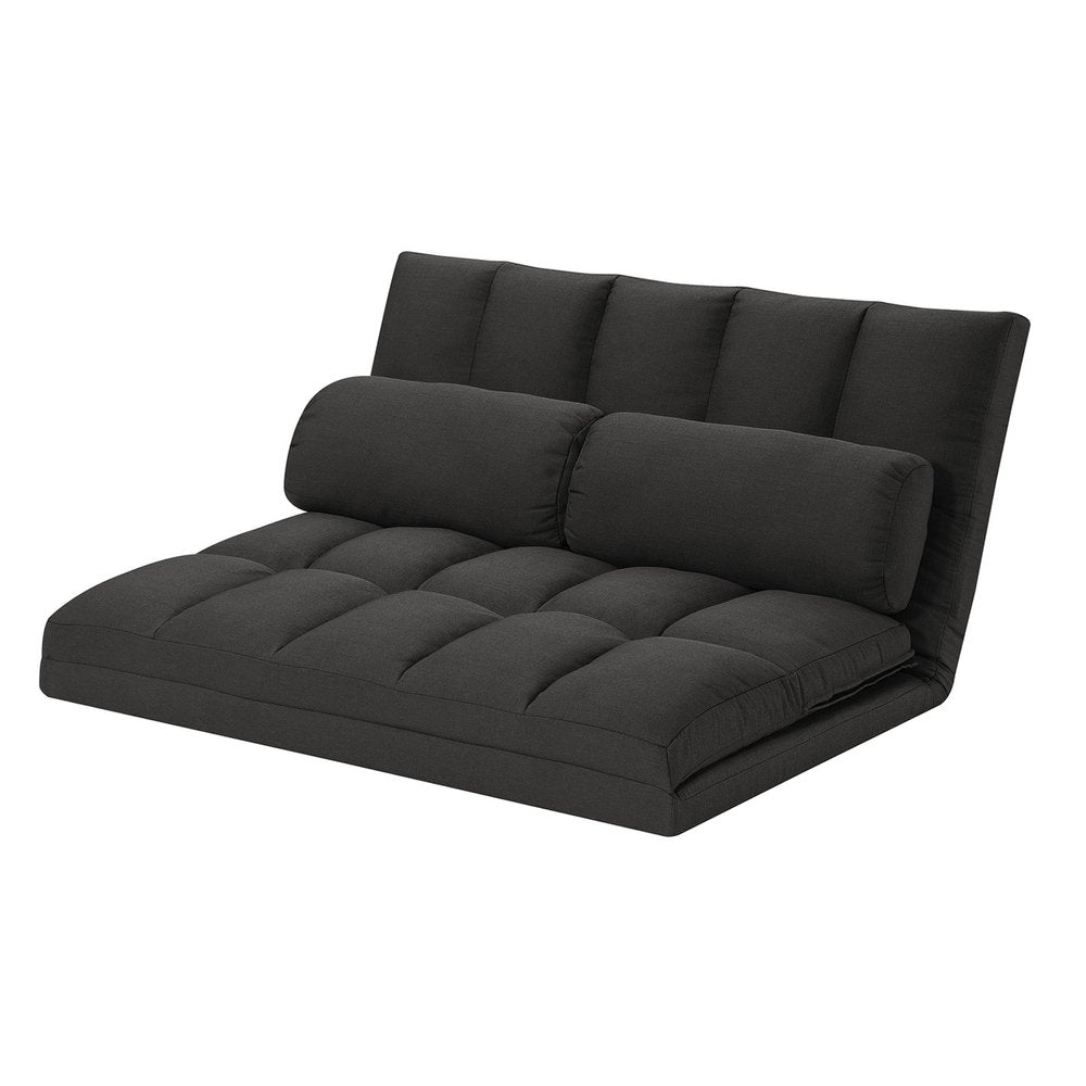 Gray Futon Convertible Sleeper Loveseat and Toss Pillows - 45-inch