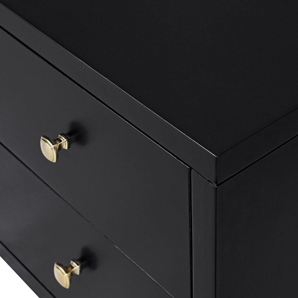Black Solid and Manufactured Wood Two Drawer Nightstand - 19-inch