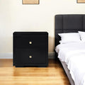 Black Solid and Manufactured Wood Two Drawer Nightstand - 19-inch