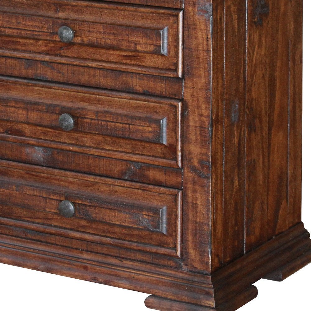 Brown Solid Wood Three Drawer Nightstand - 32-inch