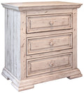 White Solid Wood Three Drawer Nightstand - 32-inch