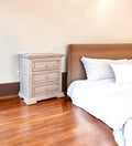 White Solid Wood Three Drawer Nightstand - 32-inch