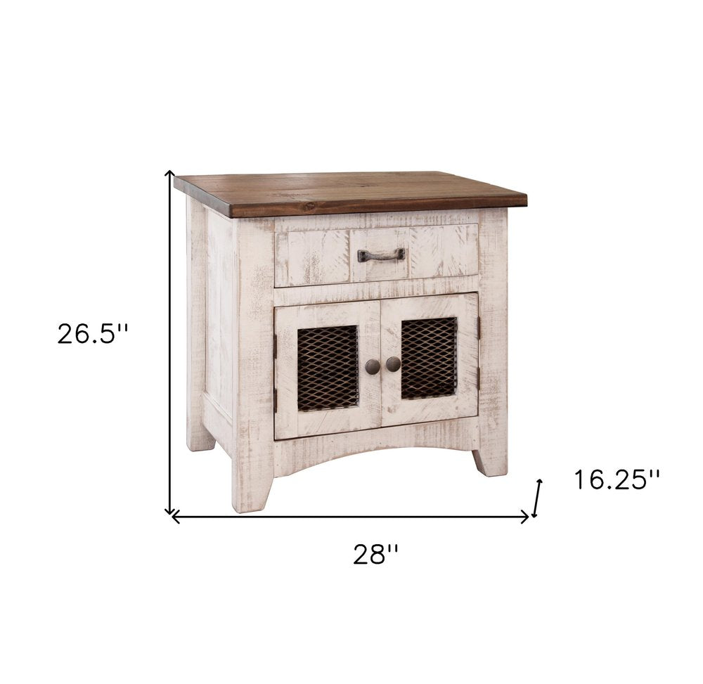 White One Drawer Nightstand - 27-inch