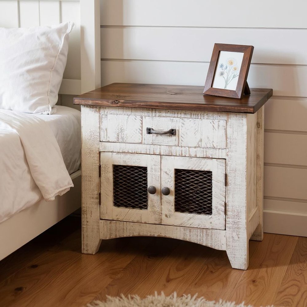 White One Drawer Nightstand - 27-inch