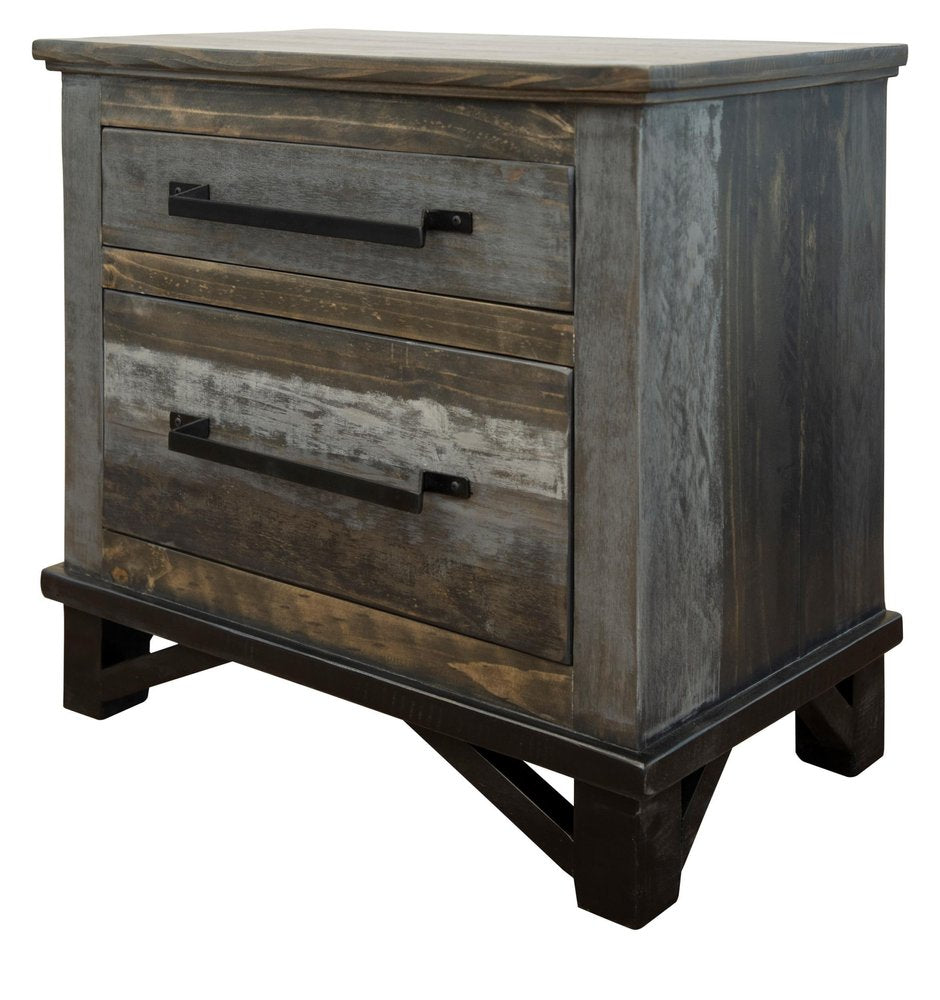Brown Solid Wood Two Drawer Nightstand - 27-inch