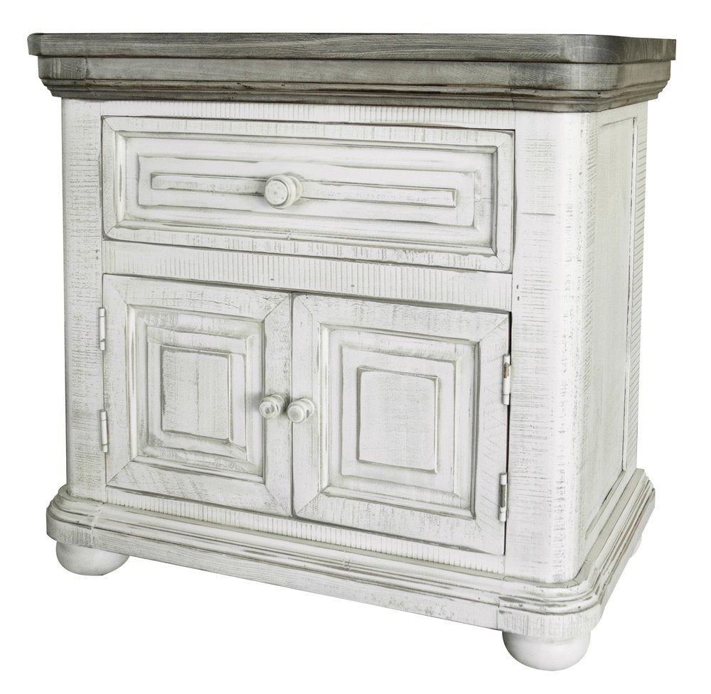 Ivory Solid Wood One Drawer Nightstand - 27-inch