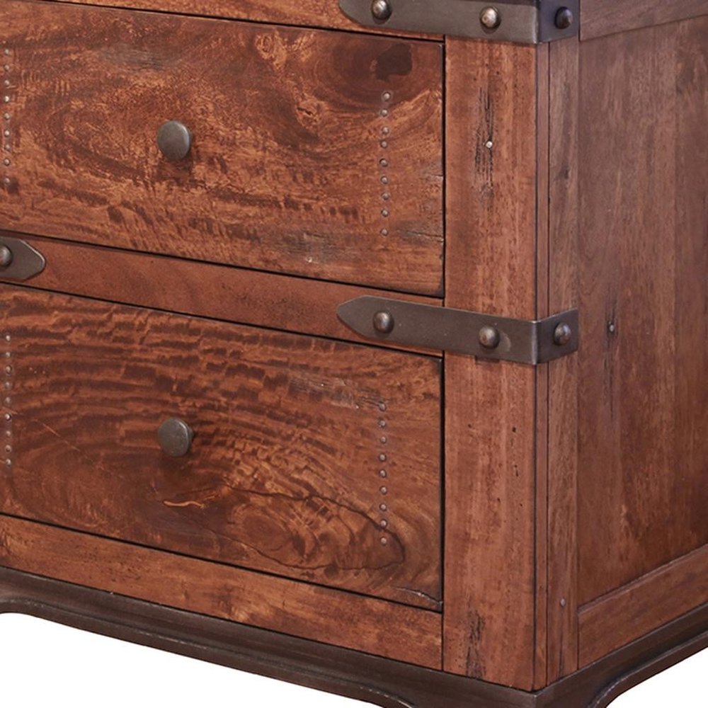 Wood Brown Two Drawer Nightstand - 29-inch