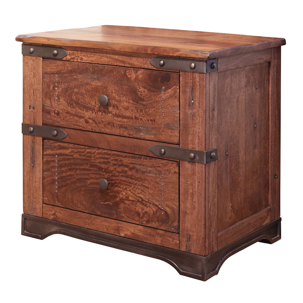Wood Brown Two Drawer Nightstand - 29-inch