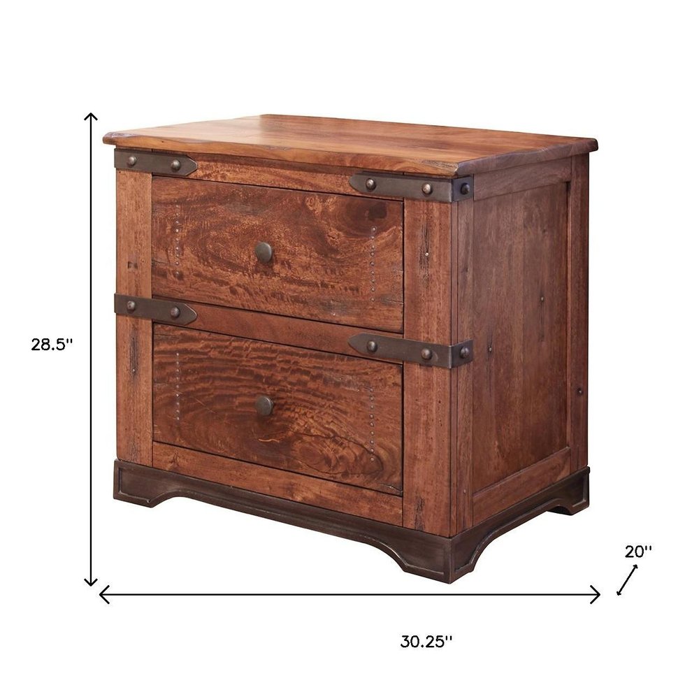 Wood Brown Two Drawer Nightstand - 29-inch