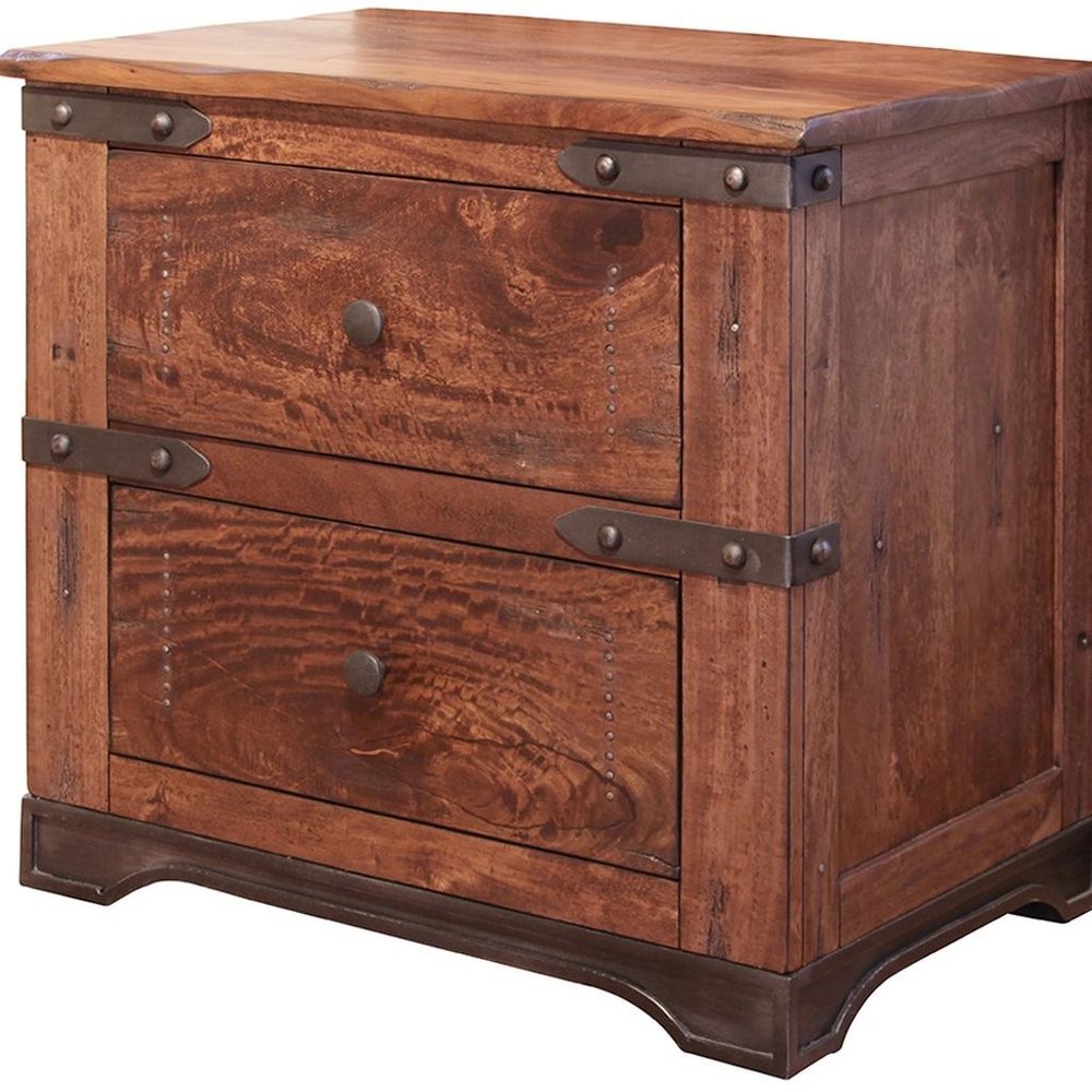 Wood Brown Two Drawer Nightstand - 29-inch