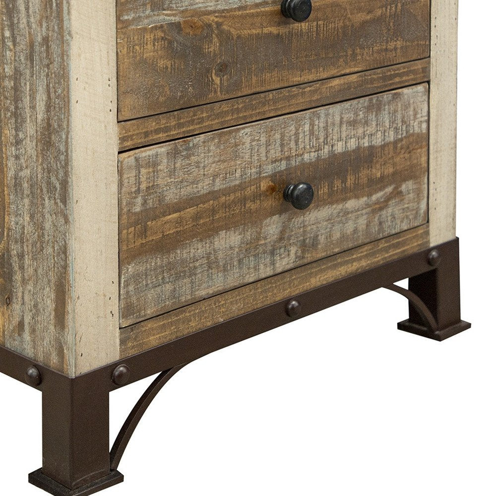 Brown Two Drawer Nightstand - 27-inch