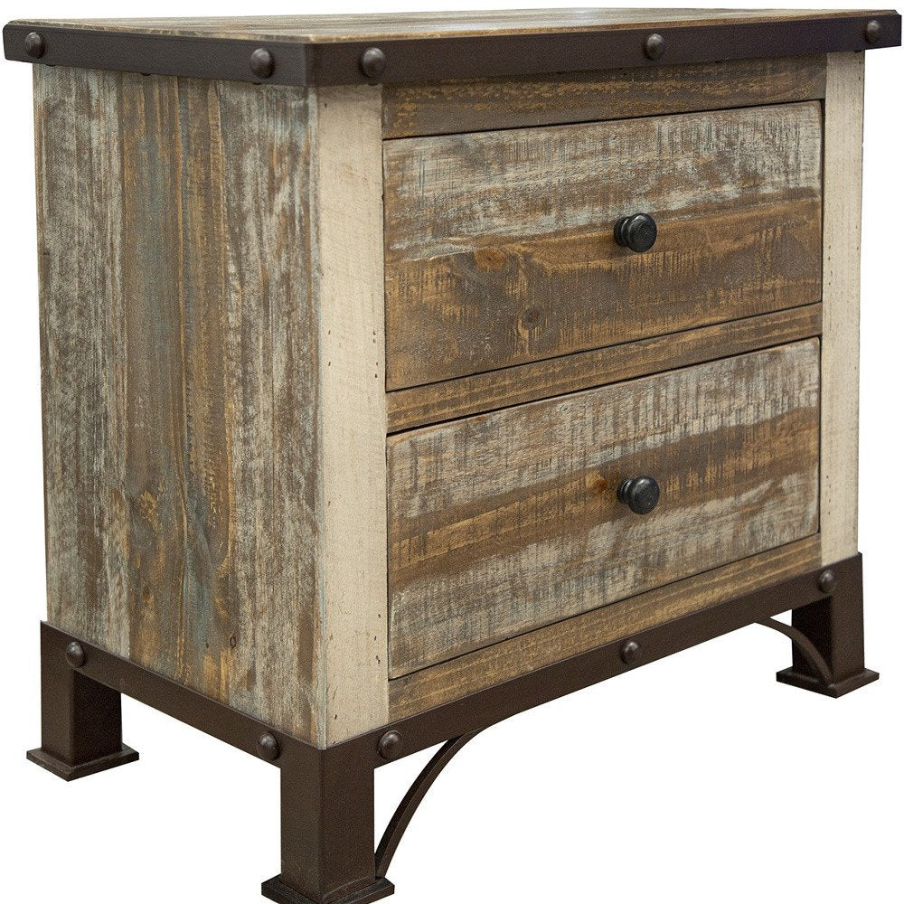 Brown Two Drawer Nightstand - 27-inch