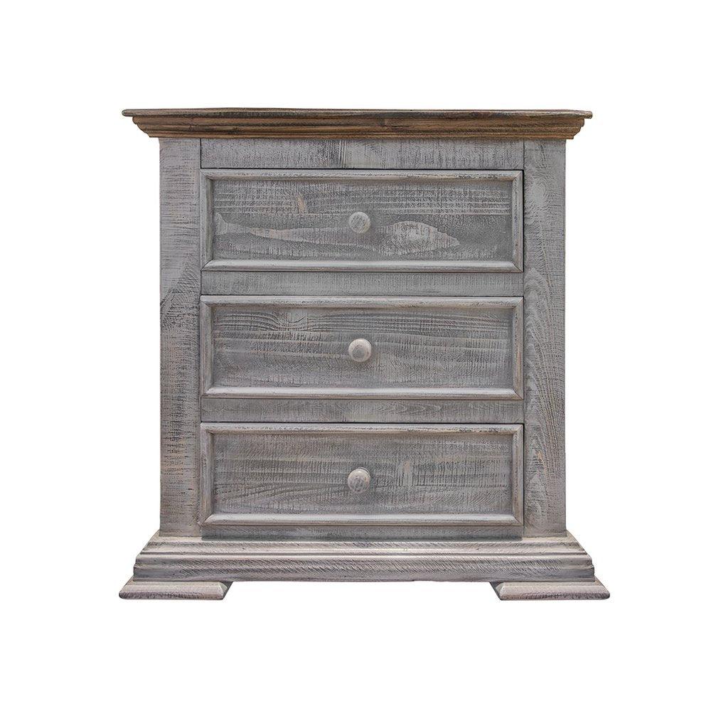 Gray Three Drawer Nightstand - 32-inch
