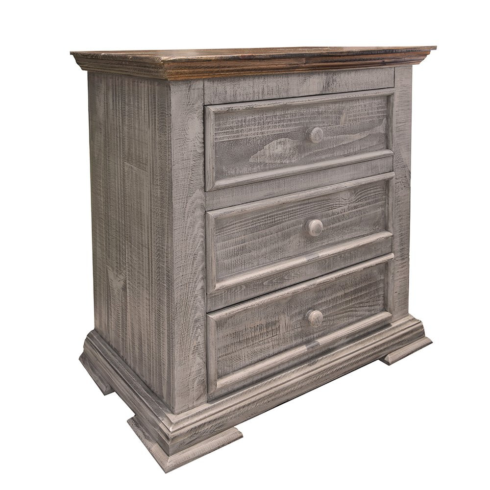 Gray Three Drawer Nightstand - 32-inch