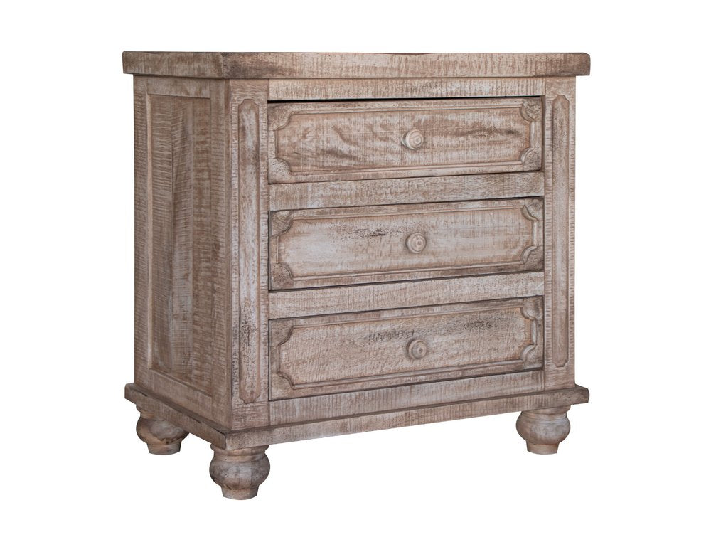 Brown Solid Wood Three Drawer Nightstand - 31-inch