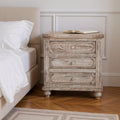 Brown Solid Wood Three Drawer Nightstand - 31-inch