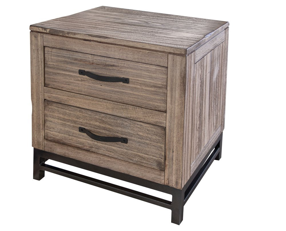 Brown Solid Wood Two Drawer Nightstand - 25-inch