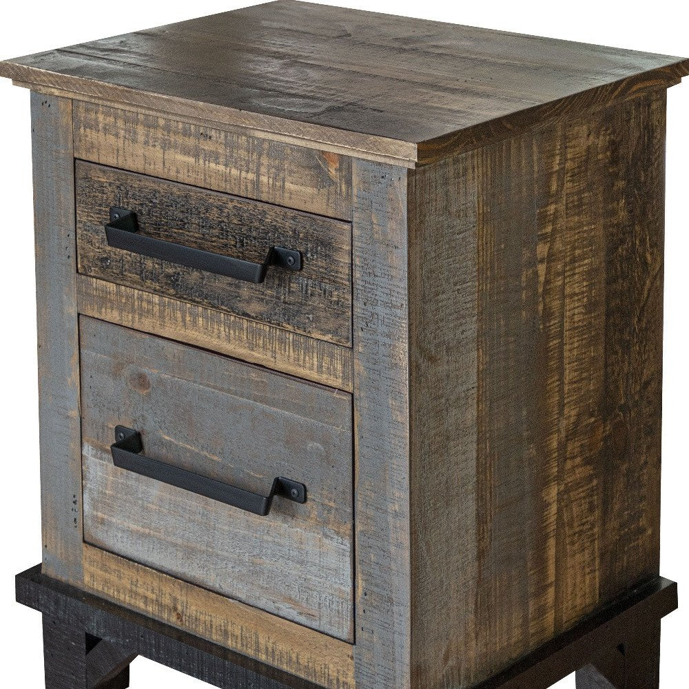 Brown Two Drawer Nightstand - 27-inch