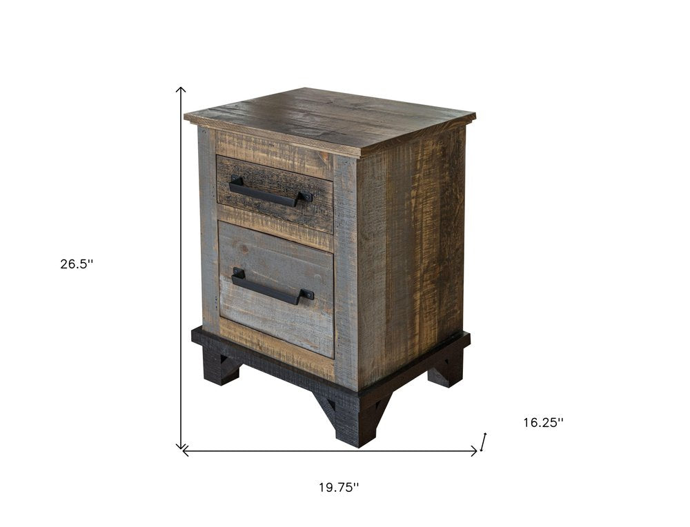 Brown Two Drawer Nightstand - 27-inch