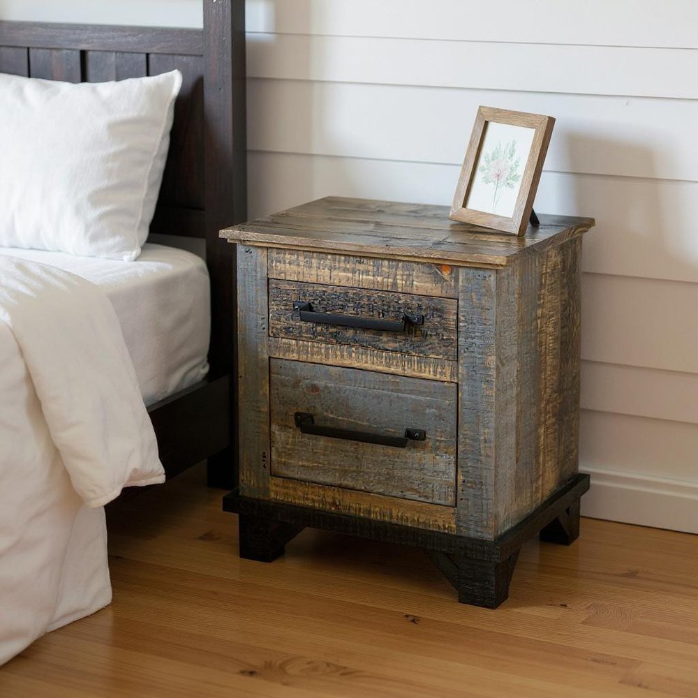Brown Two Drawer Nightstand - 27-inch