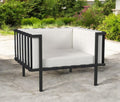 Black Metal Outdoor Arm Chair with Off White Cushion - 33-inch